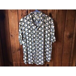 Earthbound Trading Co Men Top Size XL Groovy Waves Blue White  Camp